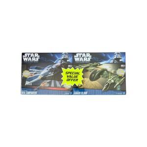 Star Wars Clone Wars CAD BANE XANADU BLOOD PLO KOON'S JEDI STARFIGHTER 2PACK MIB